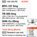 BPC-157, TB-500, GHK-Cu 30mg (Glow Blend)